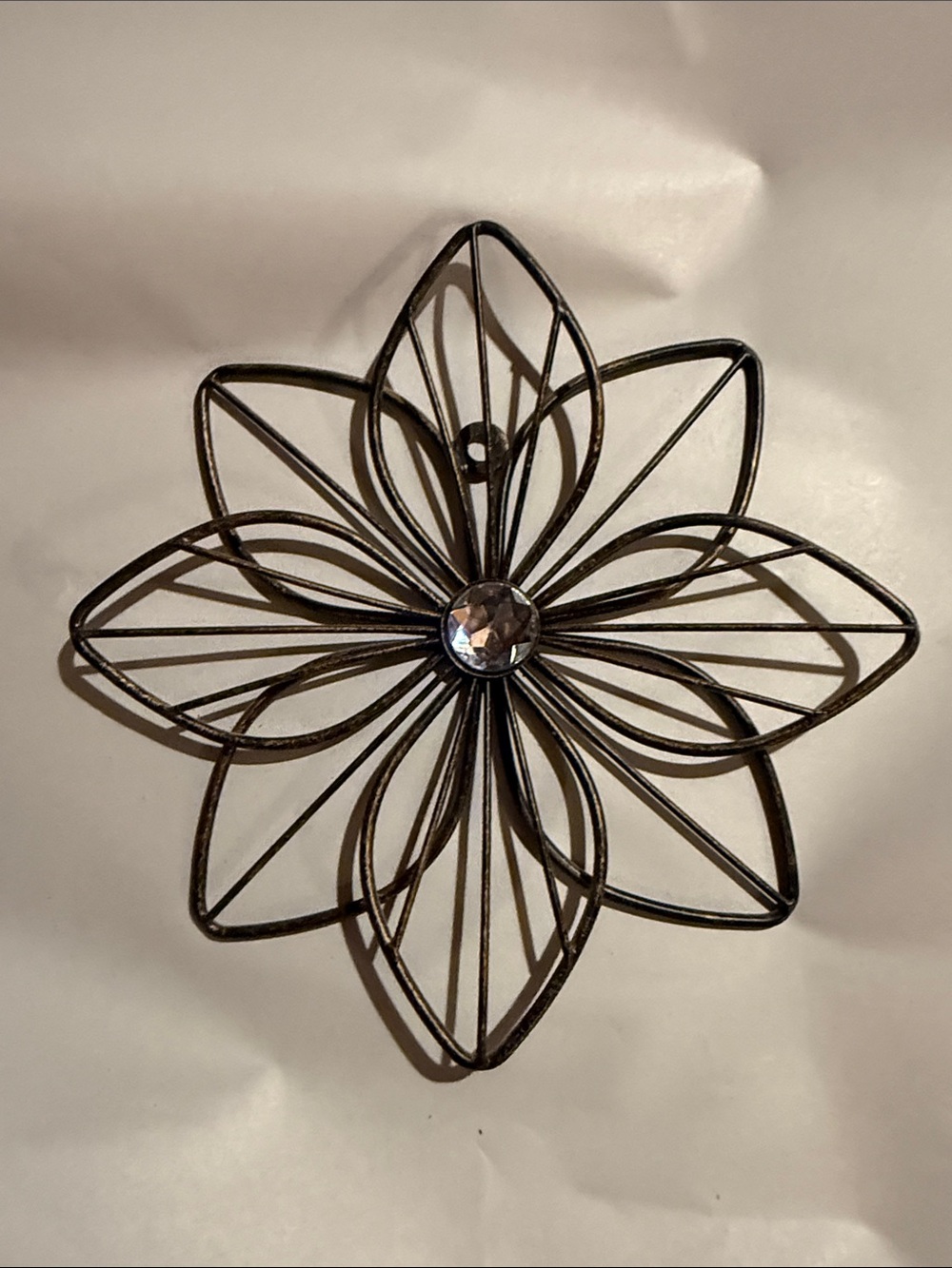 Metal Flower Wall Accent with Center Crystal